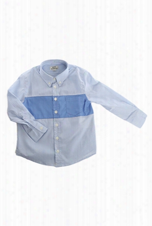 Acne Mini Isherwood Blue Stripe Colorblock Button Up