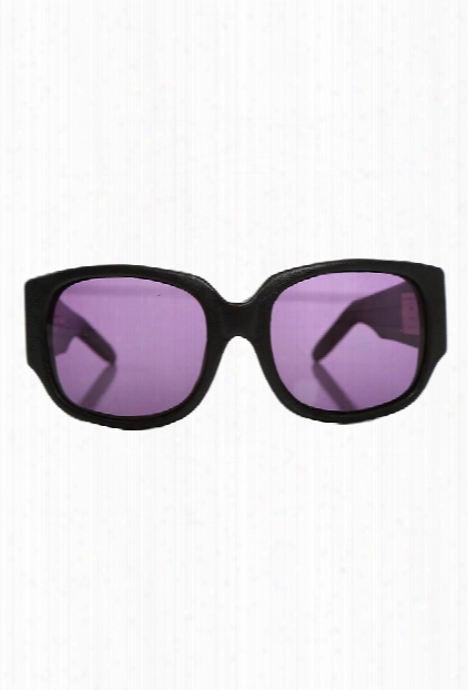 Alexander Wang Aw/8/1 Black Leather Rectangle Sunglasses