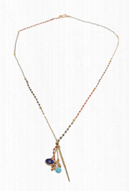 Chan Luu Aqua Multi Gold Dagger Pendant Necklace