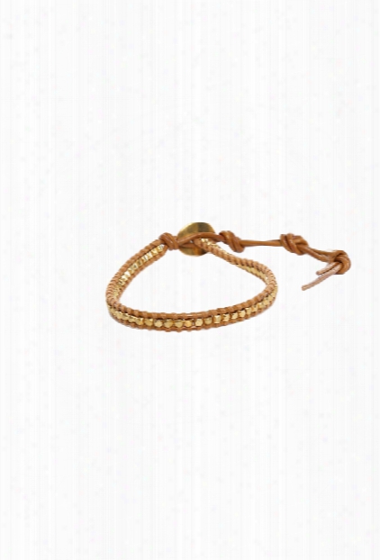 Chan Luu Gold Beads On Henna Leather Bracelet