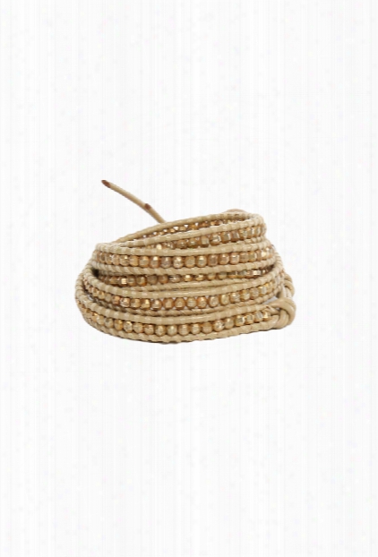 Chan Luu Gold Indian Bead On Natural Leather Wrap