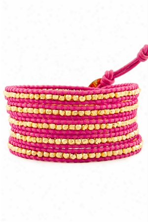Chan Luu Gold Wrap Bracelet On Pink Leather