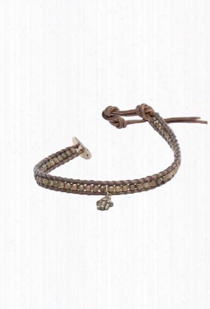 Chan Luu Grey Indian Beads On Grey Leather With Champagne Diamond Charm