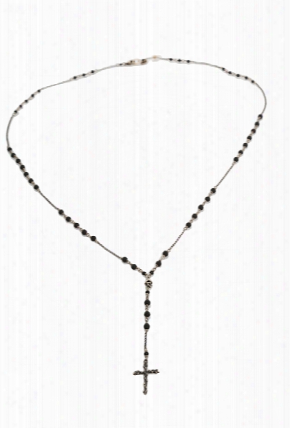 Chan Luu Matte Onyx Cross Charm Necklace