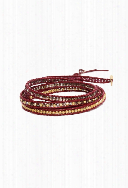 Chan Luu Mix Bead On Maroon Leather Wrap