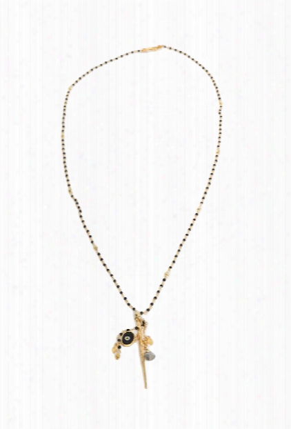 Chan Luu Nickel Onyx Gold Dagger Pendant Necklace