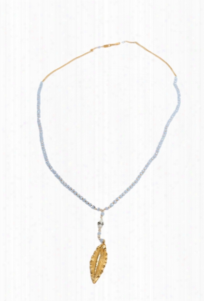 Chan Luu Periwinkle Necklace With Gold Leaf Charm