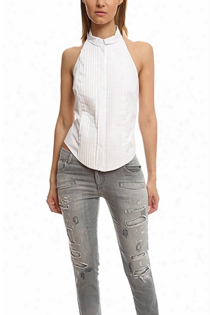 Pierre Balmain Halter Button Up Top