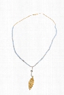 Chan Luu Periwinkle Necklace with Gold Leaf Charm