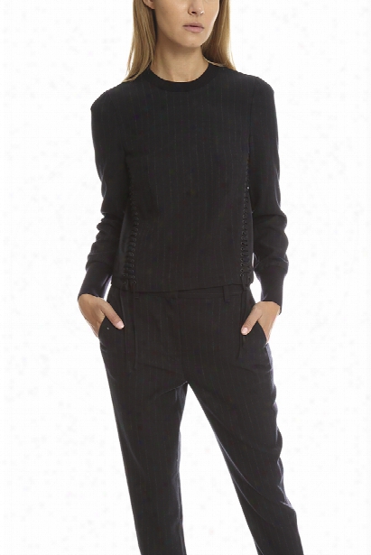 3.1 Phillip Corset Seamed Pinstripe Crewneck