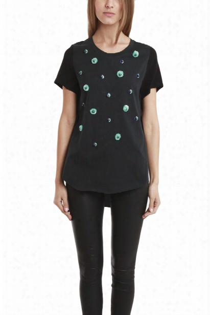 3.1 Phillip Lim Overlap Side Seam Tee W/ Dandelion Embellishments