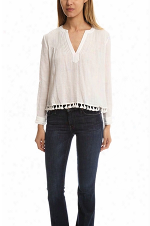 Derek Lam 10 Crosby Tassel Pintucked Top