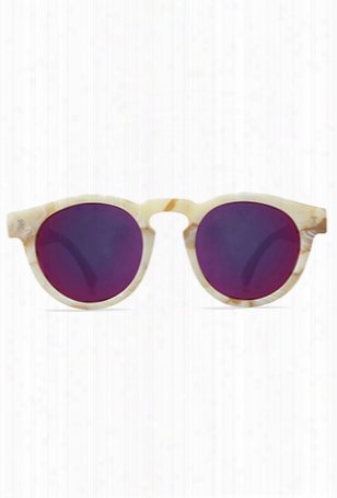 Illesteva Leonard Cream Marble With Pink Lens