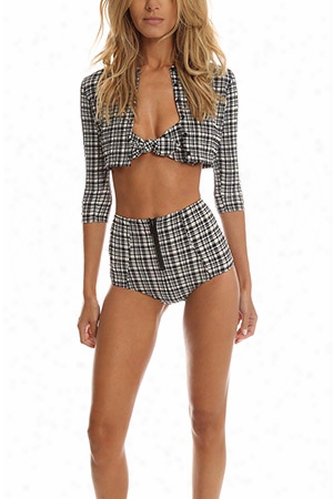 Lisa Marie Fernandez Poppy High Waisted Plaid Set