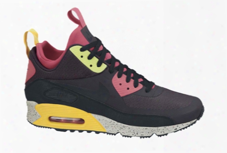 Nike Air Max 90 Sneaker Boot In Gridiron/black/pink Force/volt