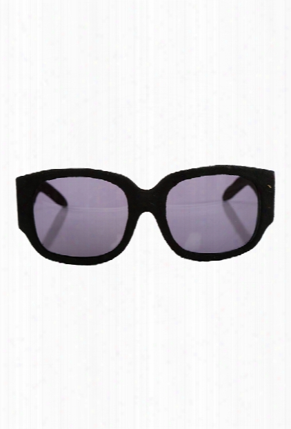 Alexander Wang Black Suede Curve Rectangle Sunglasses