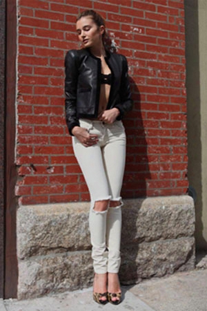 Alexander Wang Classic Leather Combo Jacket W/velet Back