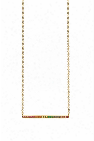 Sydney Evan Long Micropave Bar Necklace