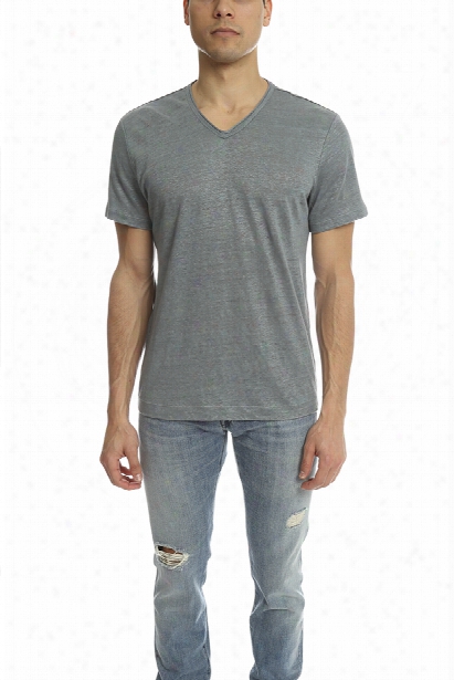 Vince Linen Shortsleeve V Neck Tee