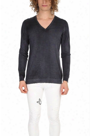 Avant Toi Cashmere Destroyed V Neck