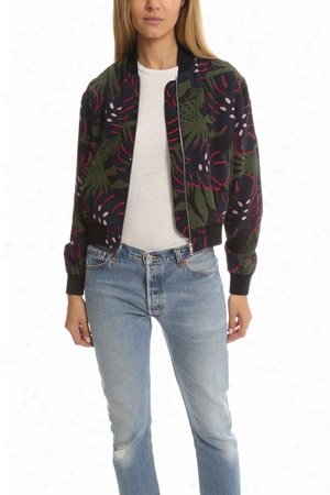 Markus Lupfer Monstera Silk Charlotte Bomber Jacket