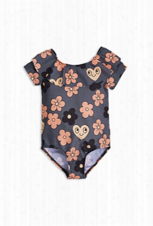 Mini Rodini Flower Ss Swimsuit With Upf 50+