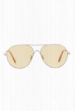 Oliver Peoples Rockmore Brushed Silver + Yellow Wash