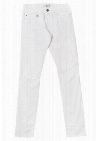 Pierre Balmain White Moto Jean