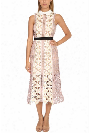 Self-portrait 3d Floral Panel Midi Dress