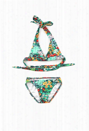 Shoshanna Kids Floral Ring Halter Bikini