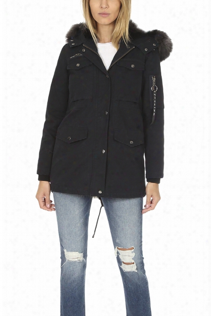 Jocelyn Washed Cargo Coat With Fur Lining