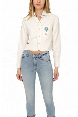 Mother Frenchie Crop Fray Shirt