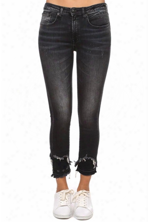 R13 Jenny Mid Rise Skinny With Doubled Shredded Hem