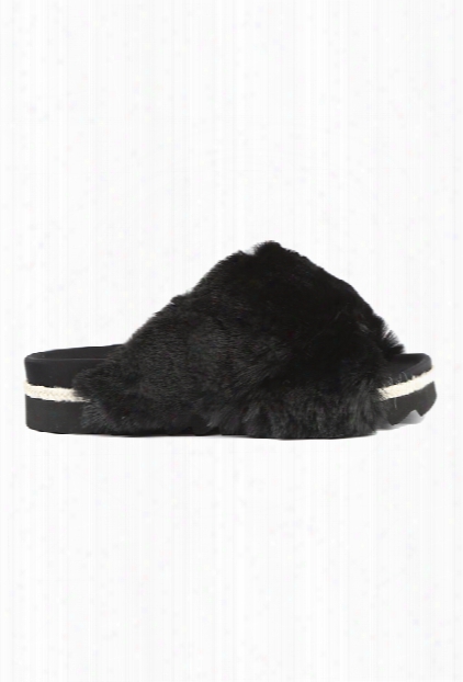 Roam Black Fur Slides