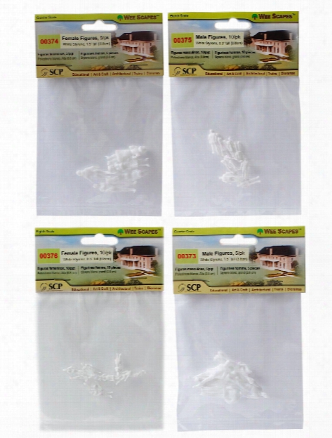 Architectural Model White Styrene Figurines Animals Assorted Pack Of 20