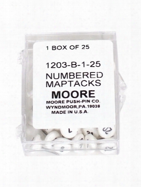 Numbered Map Tacks Large Numbers 1-25