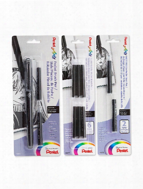 Pocket Brush Pen Refills, Pack Of 6 Black