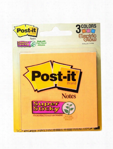 Super Sticky Notes Unlined 3 In. X 3 In. 3 Pads Of 45 Sheets