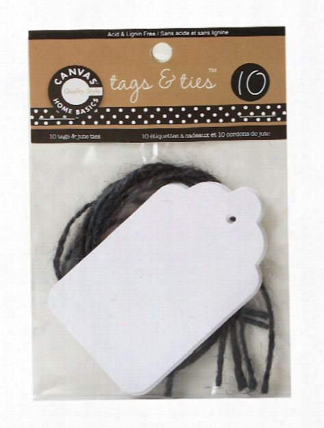 Tags With Jute Ties Scallop White Pack Of 10