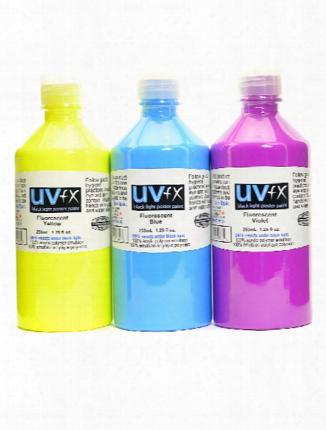 Uvfx Black Light Poster Paint Fluorescent Yellow 250 Ml Bottle