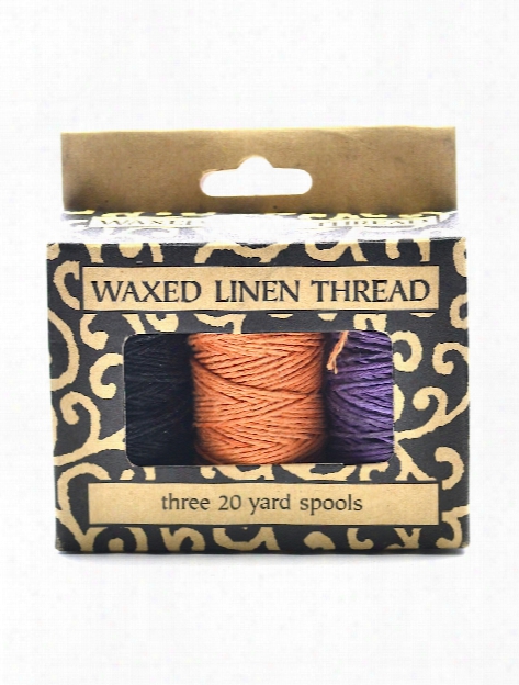 Waxed Linen Thread Pk 3 20 Yd. Black Tan Purple