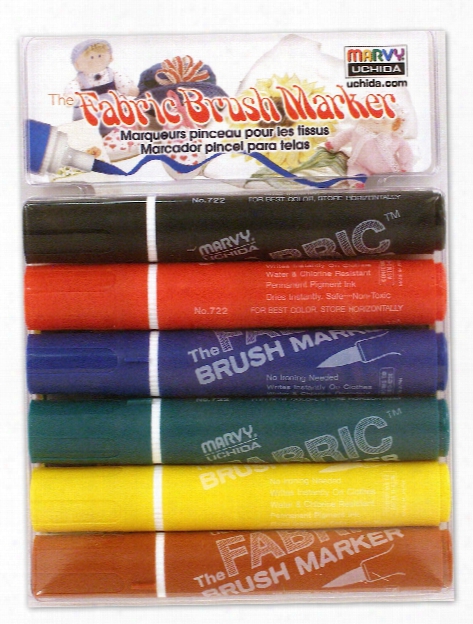 Fabric Brush Markers Set Primary Set Of 6