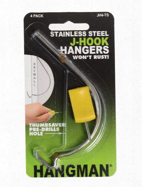 J-hook Stainless Steel With Thumbsaver Pack Of 4