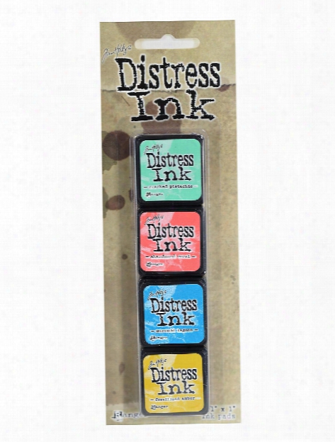 Tim Holtz Mini Distress Ink Pads Ki T #1 1 In. X 1 In. Set Of 4 Colors