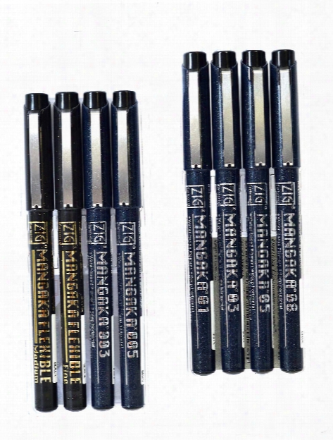 Cartoonist Mangaka Black Pen Set Set Of 8