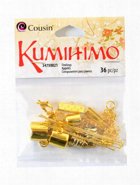 Kumihimo Assorted Metal Findings 28 Pieces Gold