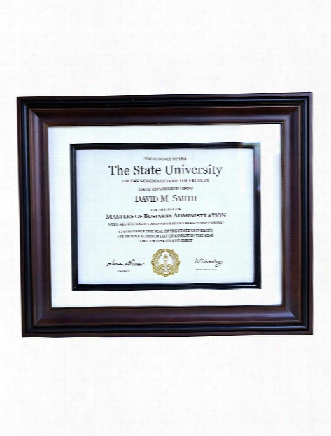 Recognition Document Frame 11 In. X 14 In. Walnut Black 8 1 2 In. X 11 In. Opening