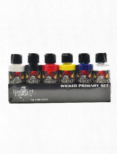 Wicked Airbrush Color Sets Detail Primary Set 2 Oz. Set Of 6