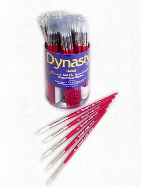 B-800 Finest White Synthetic Round Brushes In Canister Canister Of 120