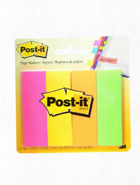Page Markers Assorted 1 In. X 3 In. 4 Pads Of 50 Sheets Each